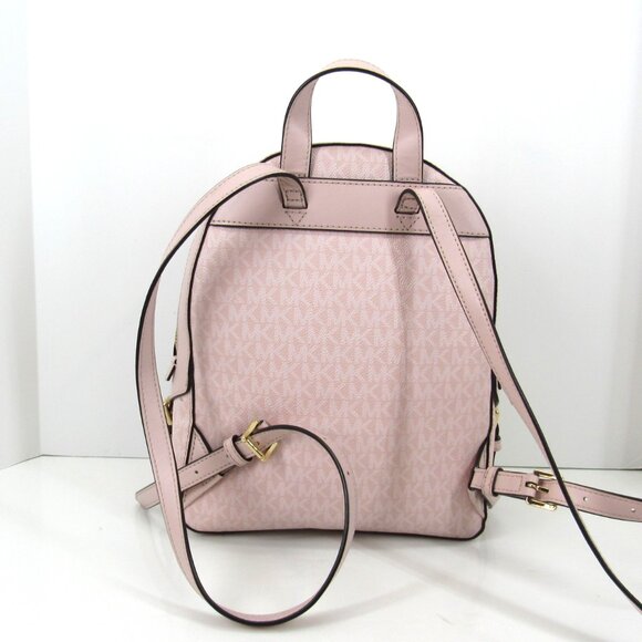 Michael Kors Pink Small Pebbled Leather Backpack Zipper Accents Multi Pockets - Picture 8 of 10